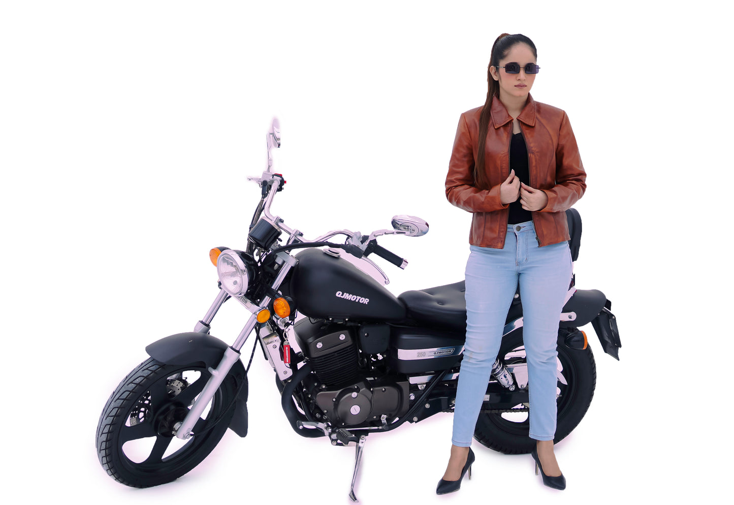 Women's Jennifer Lopez Distressed Brown Leather Motorcycle Jacket