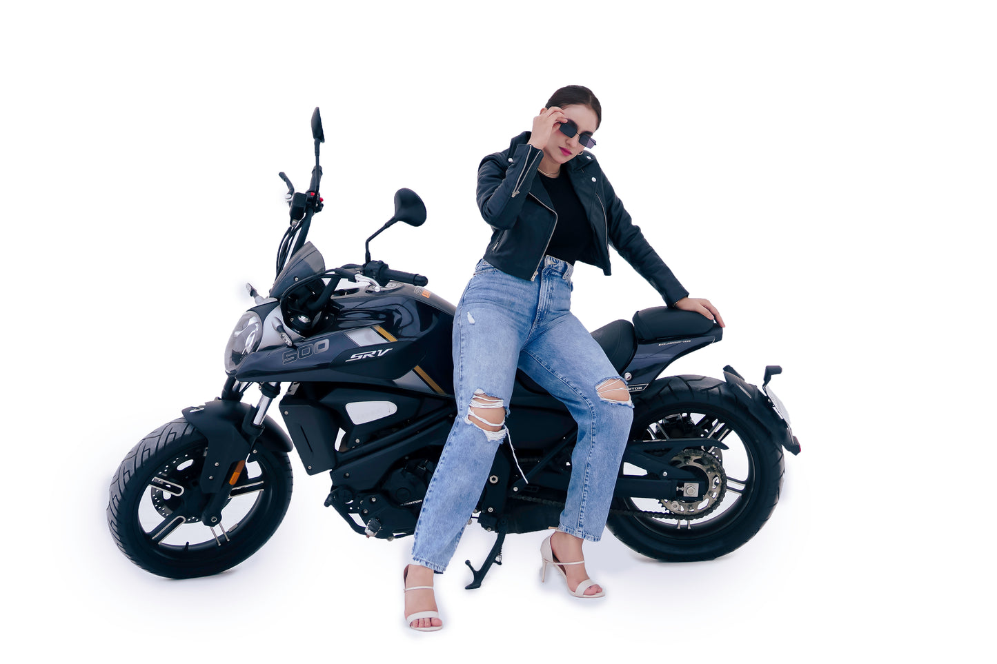 New Women Black Slim Fit Biker Style Moto Genuine Leather Jacket