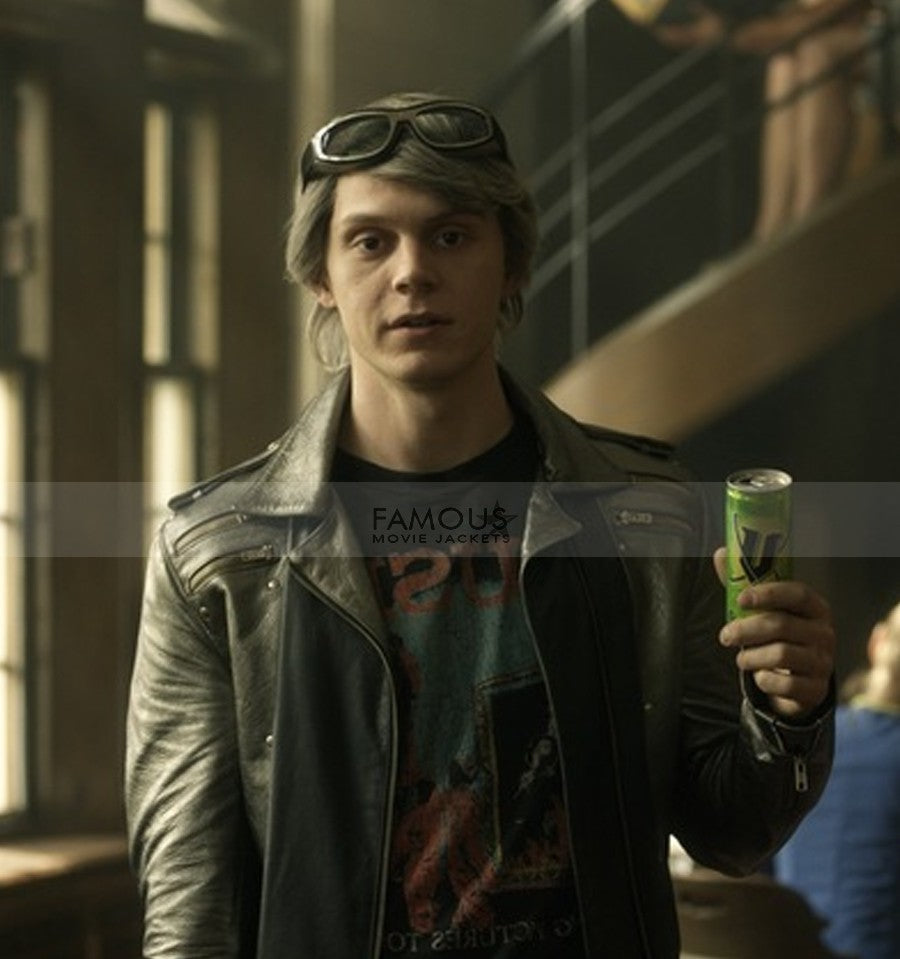 Evan Peters Quicksilver Men's Black Sheepskin Biker Jacket – Premium Genuine Leather — interior lining | Majestic Leather UK