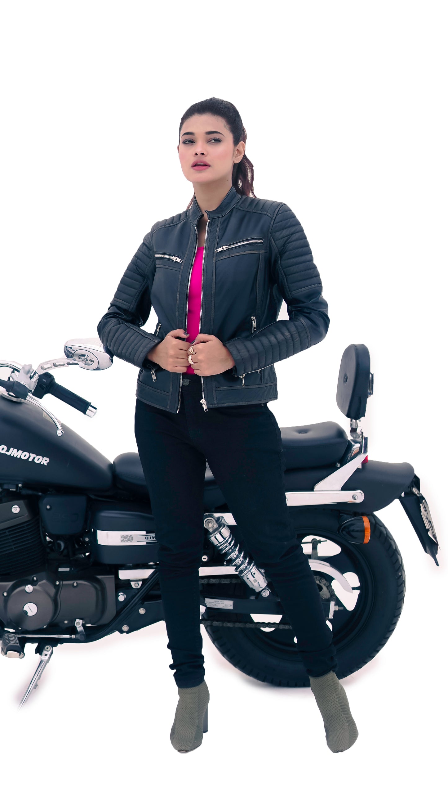 NEW WOMEN'S BLACK RUB OFF BIKER STYLE REAL LAMBSKIN LEATHER JACKET