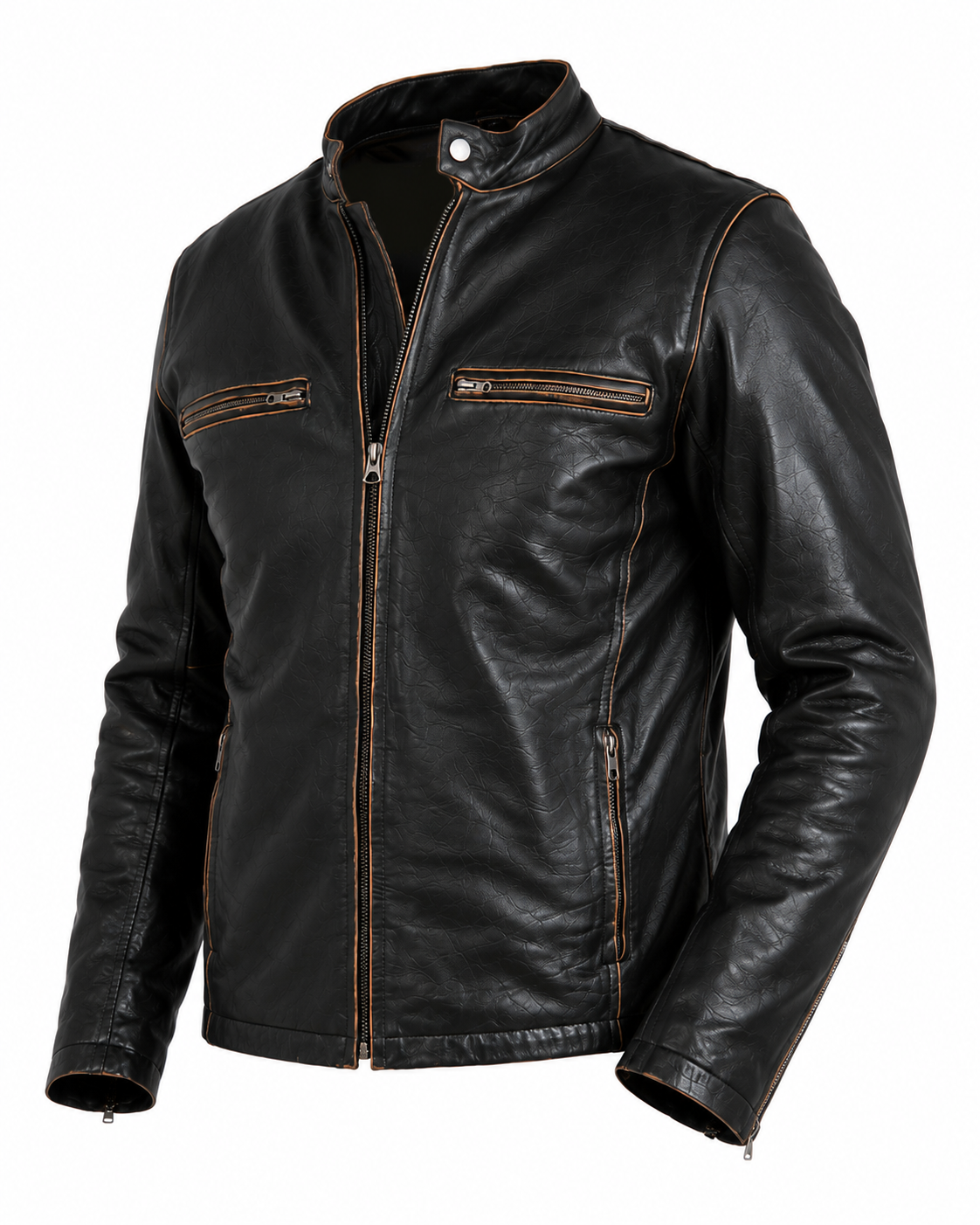 Majestic Leather - Mens Biker Motorcycle Leather Jacket Vintage Aged Brown-BNWT Majestic Leather