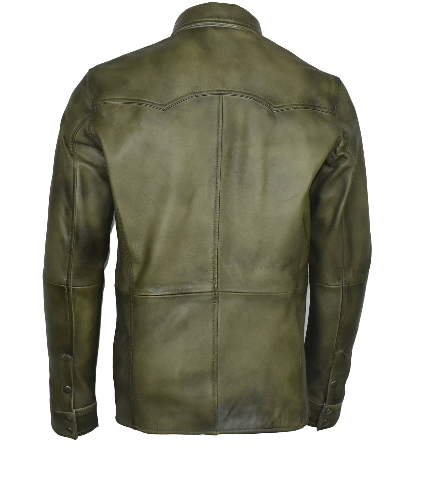 Men's Military Sheepskin Leather Shirt Olive | Majestic Leather — interior lining | Majestic Leather UK