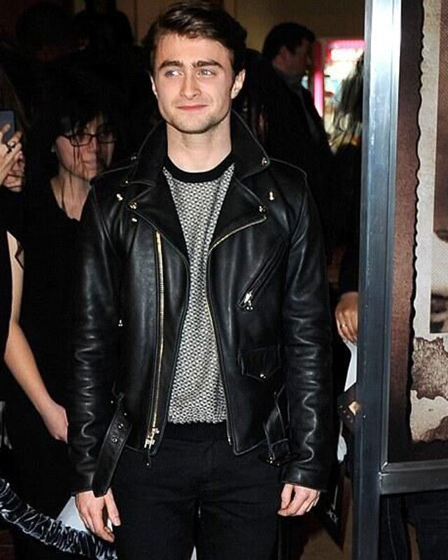 Daniel Radcliffe Biker Leather Jacket | Majestic Leather — collar detail | Majestic Leather UK
