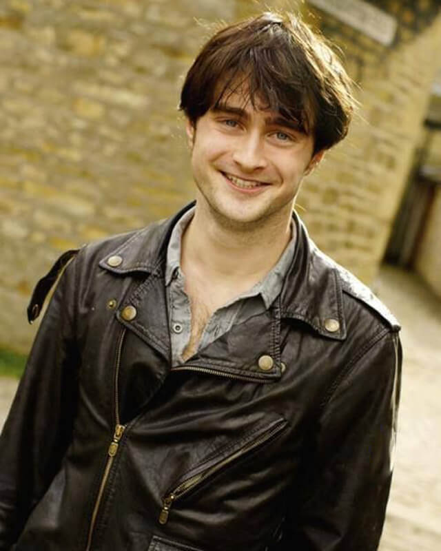 Daniel Radcliffe Black Biker Jacket | Majestic Leather — side profile | Majestic Leather UK