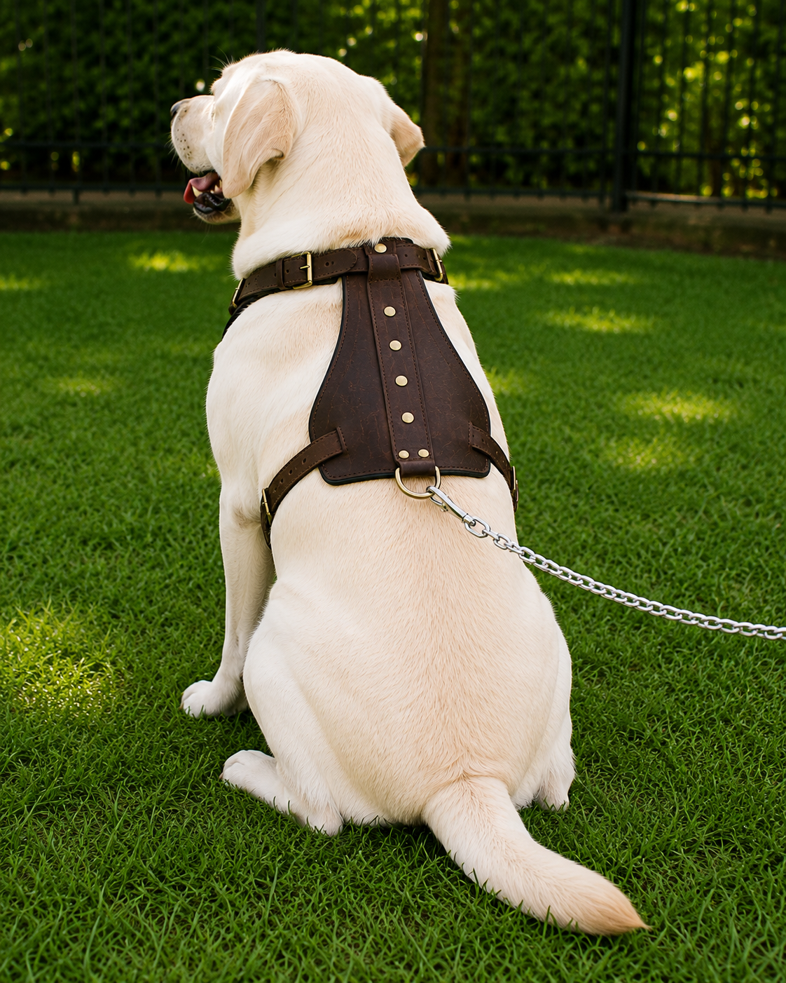 Crazy Horse Brown Belt Style Buckles Leather Dog Harness | Majestic Leather Majestic Leather