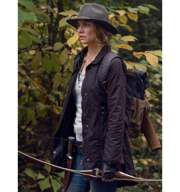 The Walking Dead Maggie Rhee Brown Jacket | Majestic Leather — side profile | Majestic Leather UK