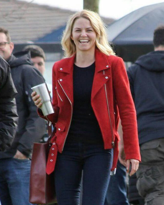 Women Biker - Once Upon a Time Emma Swan Red Biker Jacket — interior lining | Majestic Leather UK