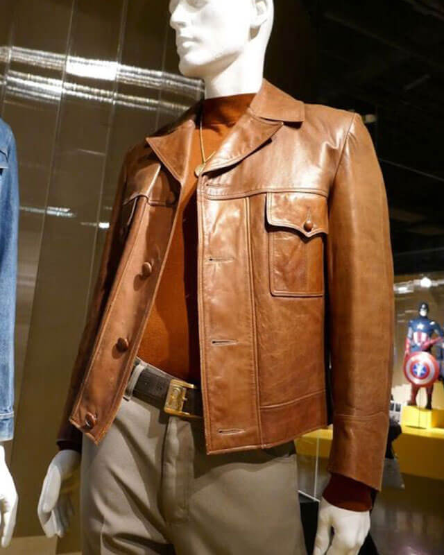 Once Upon a Time in Hollywood Leonardo DiCaprio Leather Jacket | Majestic Leather — collar detail | Majestic Leather UK