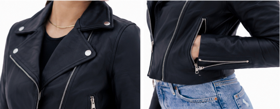 Women's New Real Lambskin Black Biker Short Waist Length Leather Jacket | Majestic Leather Majestic Leather