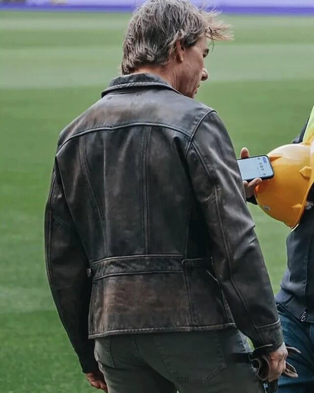 Mission Impossible Tom Cruise Distressed Leather Jacket — side profile | Majestic Leather UK