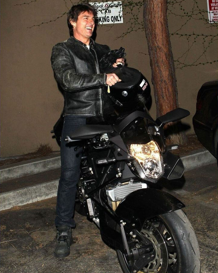 Distressed Biker Tom Cruise Leather Jacket — side profile | Majestic Leather UK