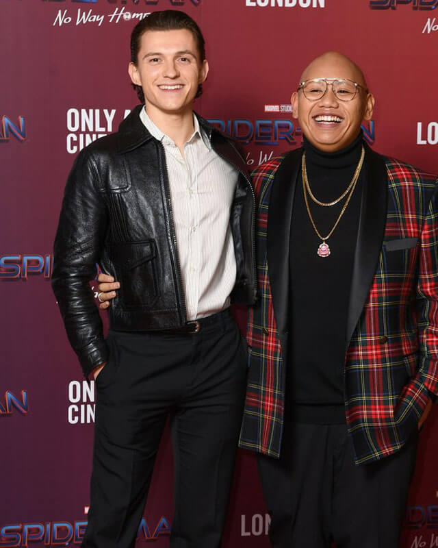 Tom Holland Black Leather Jacket — sleeve detail | Majestic Leather UK