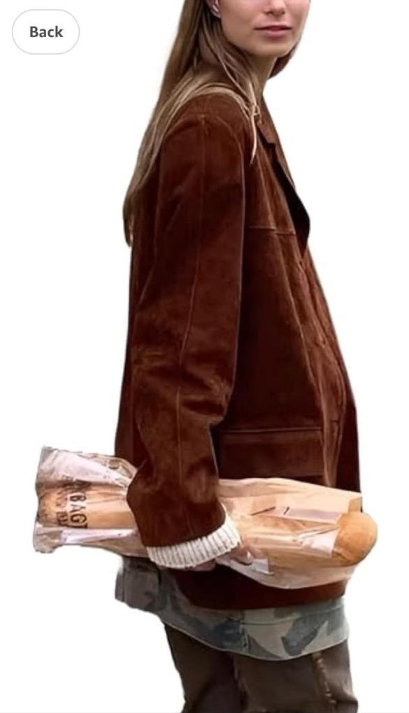 Women's Brown Suede Leather Blazer – Vintage Western Style Genuine Suede Jacket