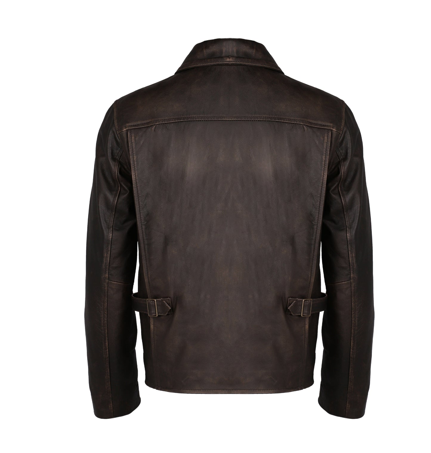 Indiana Jones Distressed Brown Cow Hide Leather Jacket | Majestic Leather — sleeve detail | Majestic Leather UK