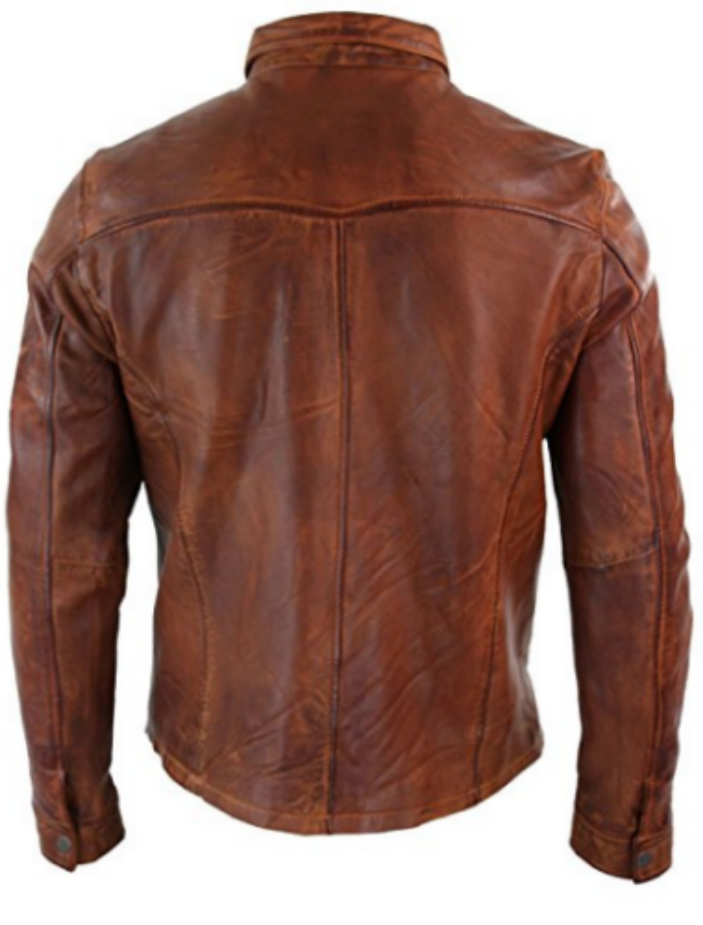Men's Shirt Style Brown Waxed Leather Jacket | Majestic Leather — side profile | Majestic Leather UK