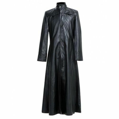 Neo Matrix Trenchcoat Keanu Reeves Schwarzer Leder Trenchcoat Gothic Jacke
