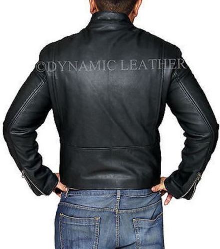 NEUF Stylé Bradley Cooper à la mode motard VÉRITABLE CUIR VESTE- avec étiquette