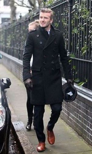 DAVID BECKHAM DOUBLE BREASTED WOOLEN LONG COAT, TRENCH COAT, PEA COAT-BNWT Majestic Leather