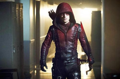 Arrow Arsenal Red Colton Haynes Hooded Real Leather Costume Jacket