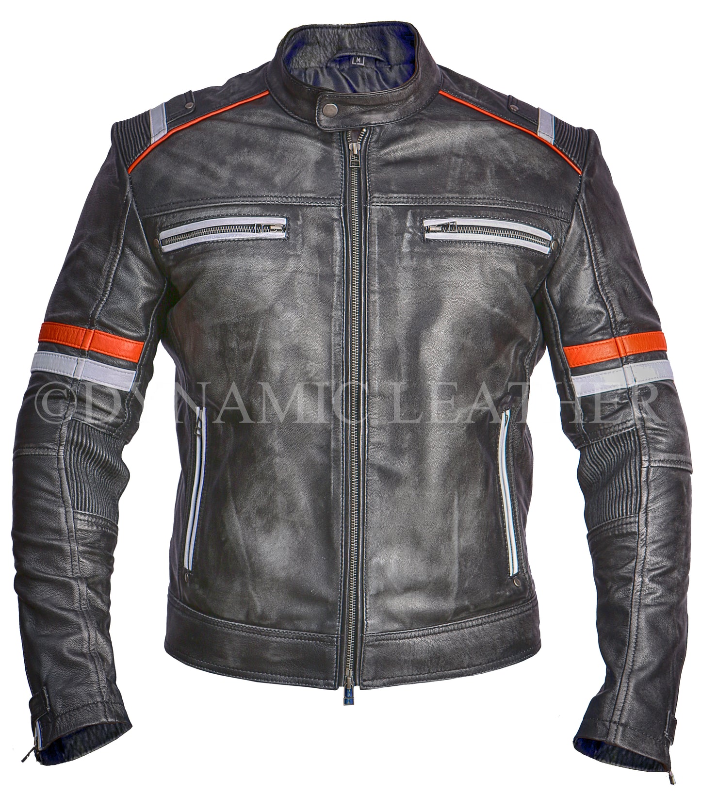 Mens Vintage Milano Stitch Cafe Racer Biker Retro Moto Distressed Leather Jacket