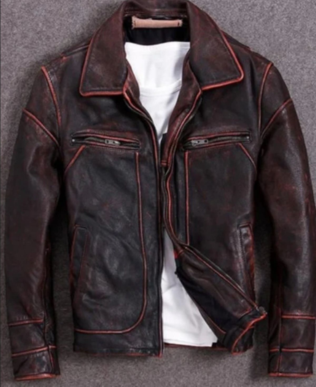 New Men’s Vintage Cafe Racer Brown Real Leather Motorcycle Biker Jacket