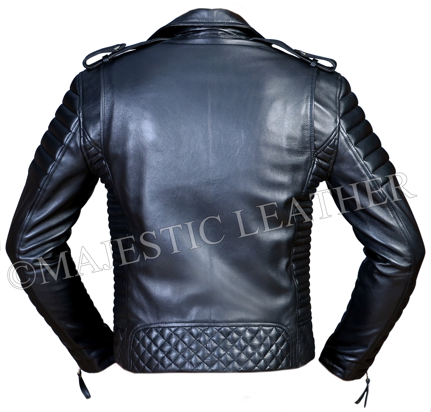 Men's Beckham Brando Biker Black Cowhide Leather Jacket | Majestic Leather Majestic Leather