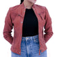 WOMEN REAL LEATHER TAN BROWN BIKER LAMBSKIN JACKET