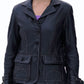 Women's New REAL LEATHER BIKER VINTAGE SOFT BLACK LAMBSKIN BLAZER COAT Majestic Leather