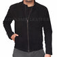 Majestic Leather - James Bond Spectre 100% Genuine Lamb Black Suede Leather Jacket With Two Way Zip