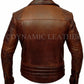 Majestic Leather - Mens Biker Classic Diamond Motorcycle Brown Distressed Vintage Leather Jacket