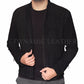 Majestic Leather - James Bond Spectre 100% Genuine Lamb Black Suede Leather Jacket With Two Way Zip