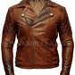 Majestic Leather - Mens Biker Classic Diamond Motorcycle Brown Distressed Vintage Leather Jacket