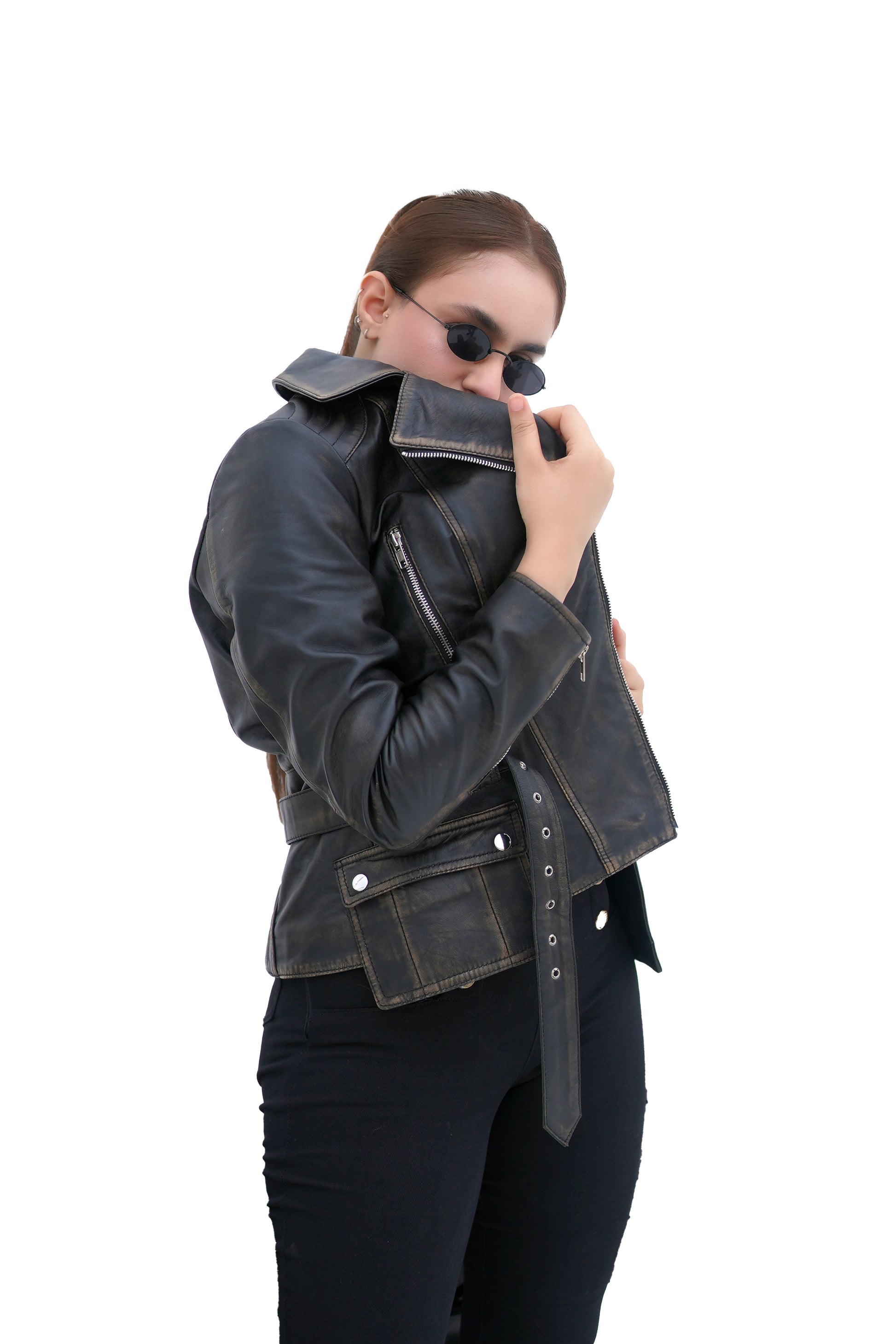 Women's New REAL LEATHER BIKER DISTRESS VINTAGE | Majestic Leather Majestic Leather