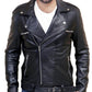 Black Leather Jacket Lapel Collar | Majestic Leather — front view | Majestic Leather UK