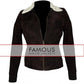 Walking Dead Rick Grimes Women's Fur Leather Jacket | Majestic Leather — front view | Majestic Leather UK