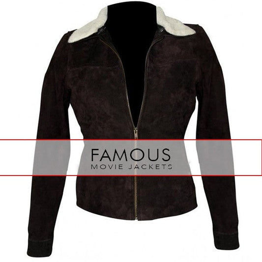 Women's Rick Grimes Biker Fur Leather Brown — front view | Majestic Leather UK