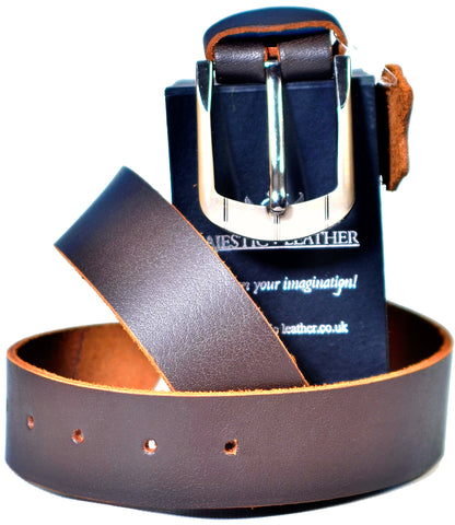 Men's Rustic No Break Thick Buffalo Genuine Leather Jeans Belt