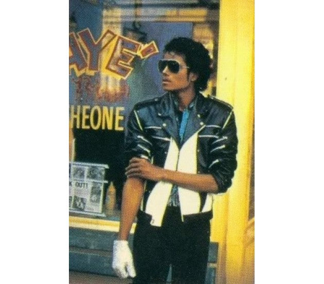 Men's Michael Jackson Biker Leather Jacket Black — front view | Majestic Leather UK