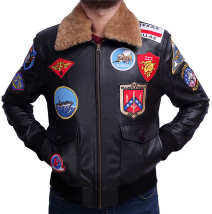 Majestic Leather Mens  Tom Cruise Maverick Top Gun Aviator Bomber Jacket Majestic Leather