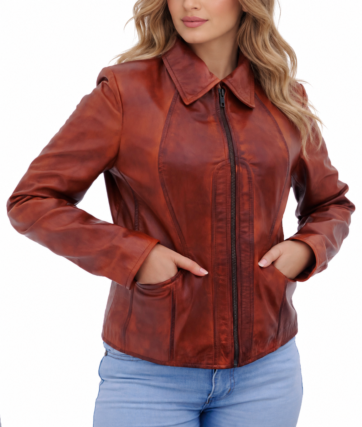 Women's New Jennifer Lopez Real Lambskin Rust | Majestic Leather Majestic Leather