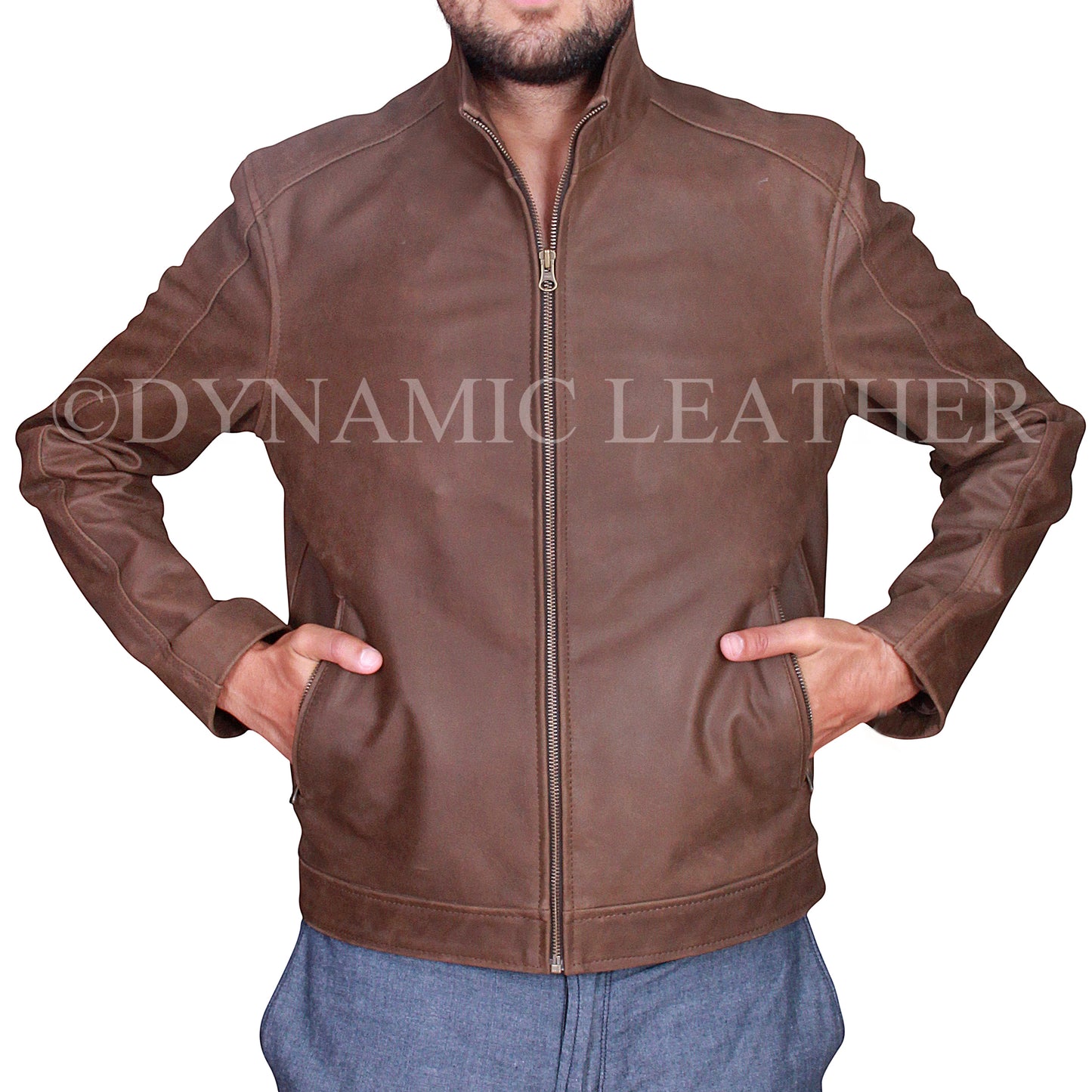 Men's Jason Bourne Distress Faded Grey Cowhide Leather Jacket | Majestic Leather Majestic Leather