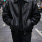 New Mens 90s Oversized Black Leather Jacket Vintage Handmade Genuine Leather Bomber Jacket Casual Baggy Style Retro Streetwear Majestic Leather