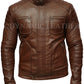 Men's Distressed Cafe Racer Brown Leather Jacket | Majestic Leather Majestic Leather