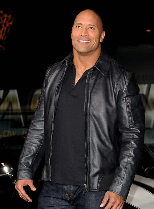 Men's Dwayne Johnson Black Leather Biker Jacket – | Majestic Leather Majestic Leather