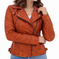Women's New Real Lambskin Brown Brando Biker | Majestic Leather Majestic Leather