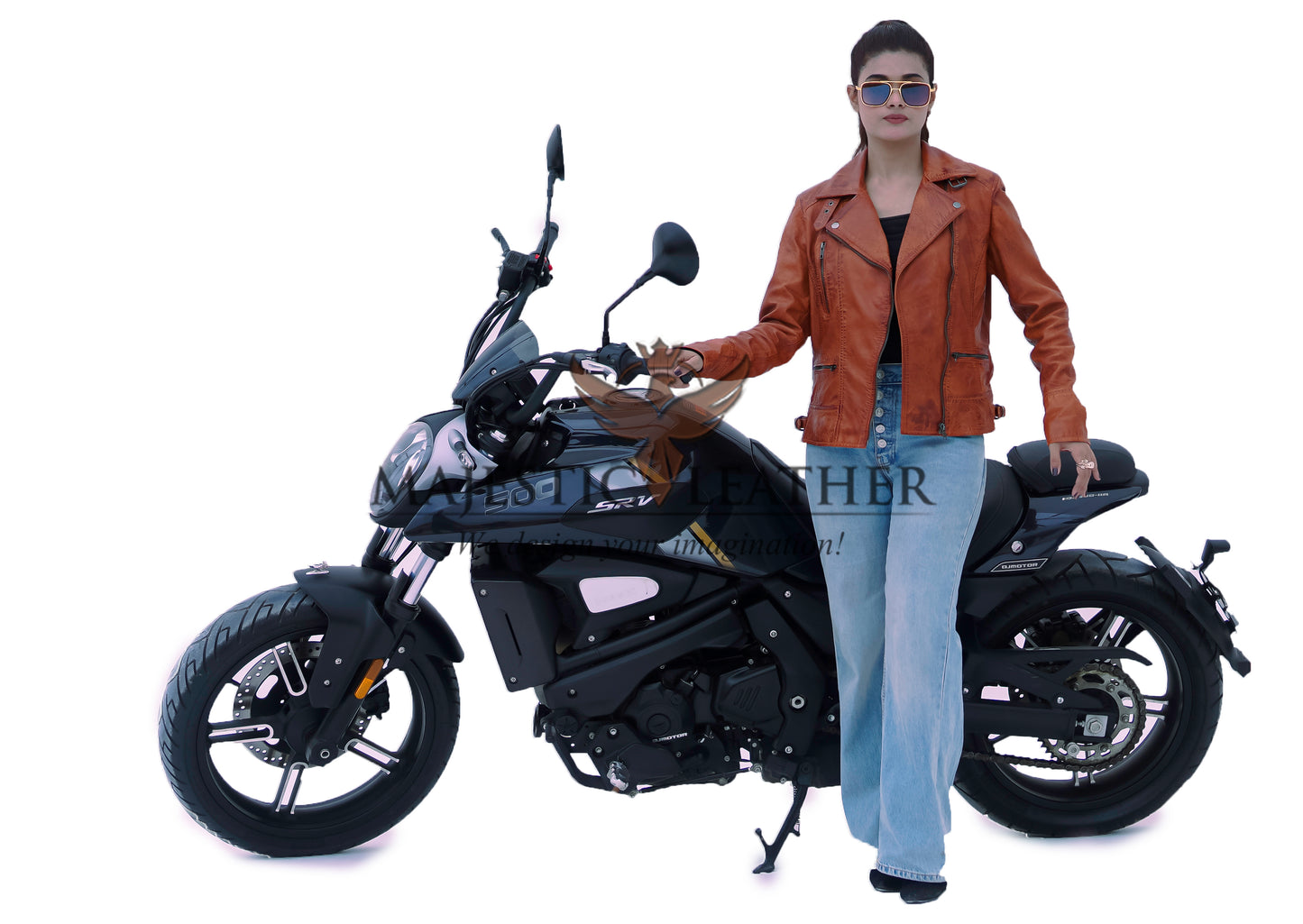 Women's New Real Lambskin Camel Brown Biker Leather Jacket | Majestic Leather Majestic Leather