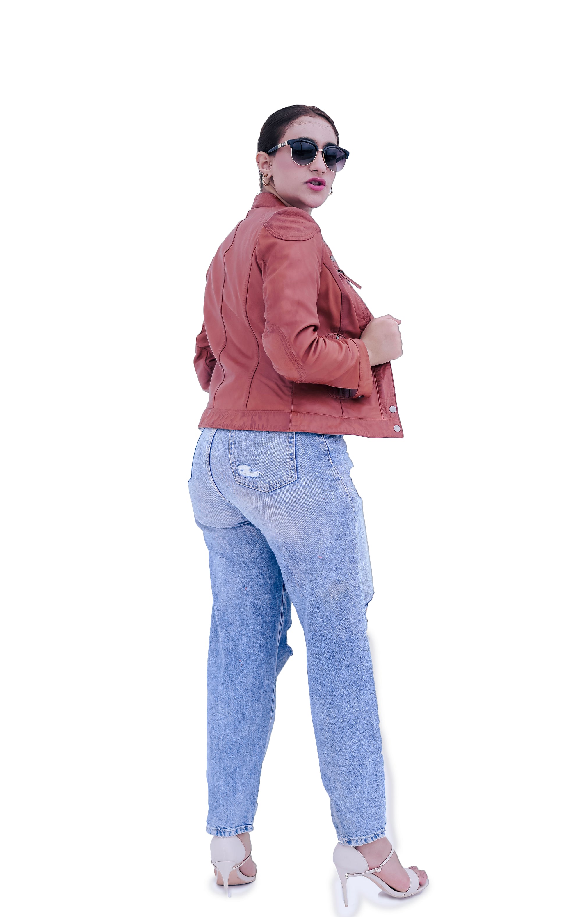Women's New Real Lambskin Camel Brown Brando Biker Leather Jacket | Majestic Leather (Copy) Majestic Leather