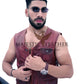 New Men's Biker Vintage Tan Brown Real Leather Motorcycle Button-Down Vest