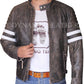 Majestic Leather - Mens Biker Vintage Distressed Faded Brown Fight Club Leather Jacket Majestic Leather