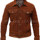 Wolverine Hugh Jackman Logan Brown Suede Leather Jacket | Majestic Leather Majestic Leather